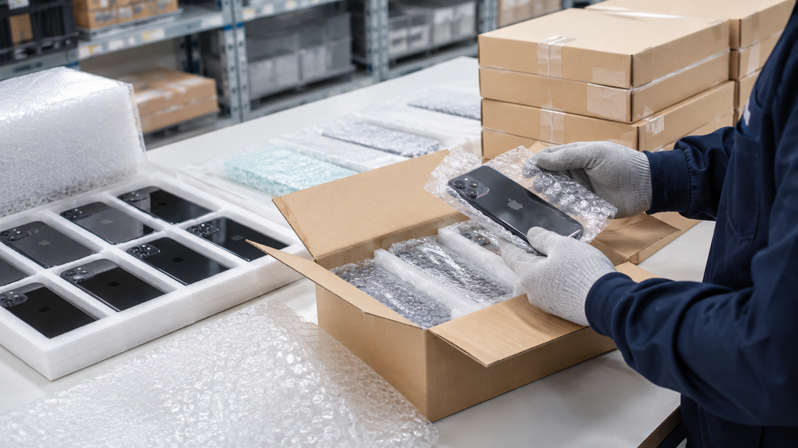 Secure packaging process for iPhone wholesale orders