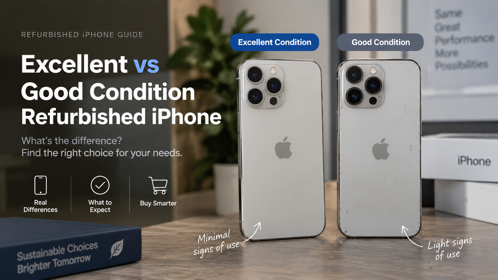 Refurbished iPhones arranged by excellent and good condition grades for wholesale inspection