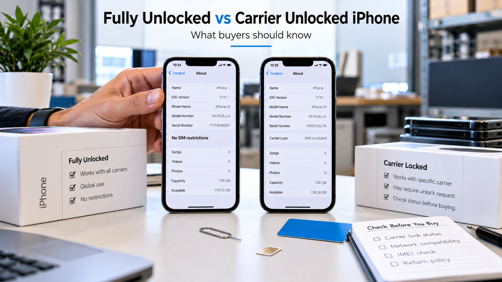 Fully unlocked and carrier unlocked iPhones compared for wholesale buyers