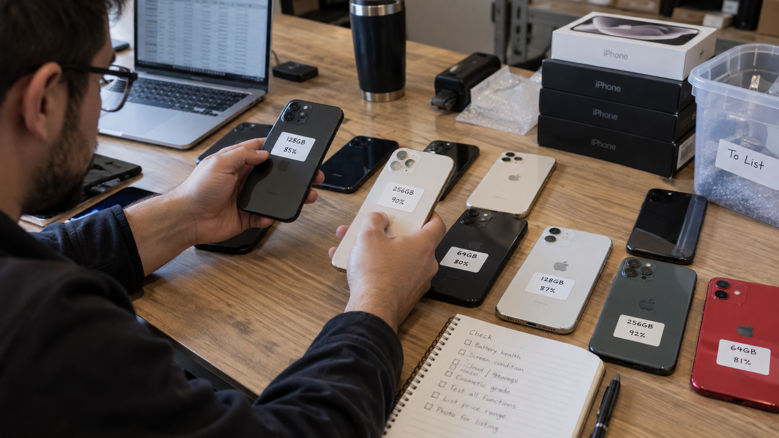 Used iPhones compared by model storage battery health and condition for resale