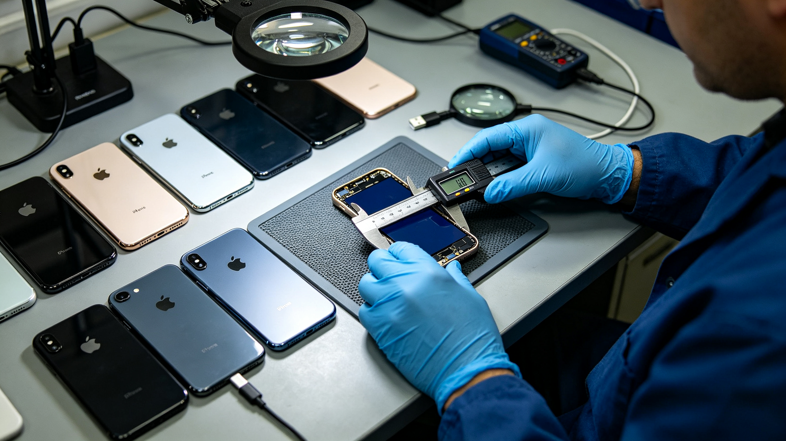 eSIM-capable iPhone reviewed during an HQB inventory check