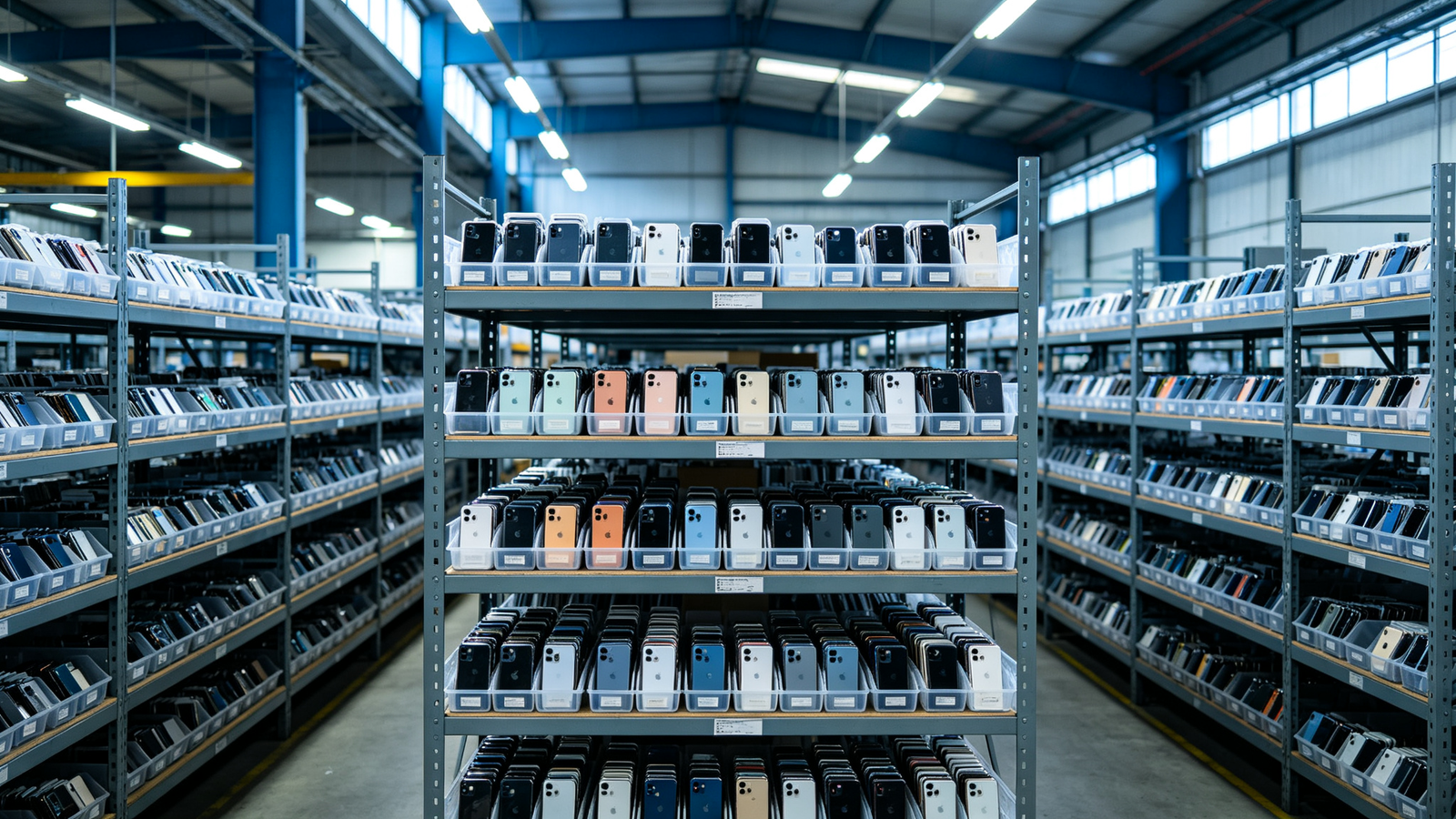 Documented used iPhone inventory prepared for bulk sourcing