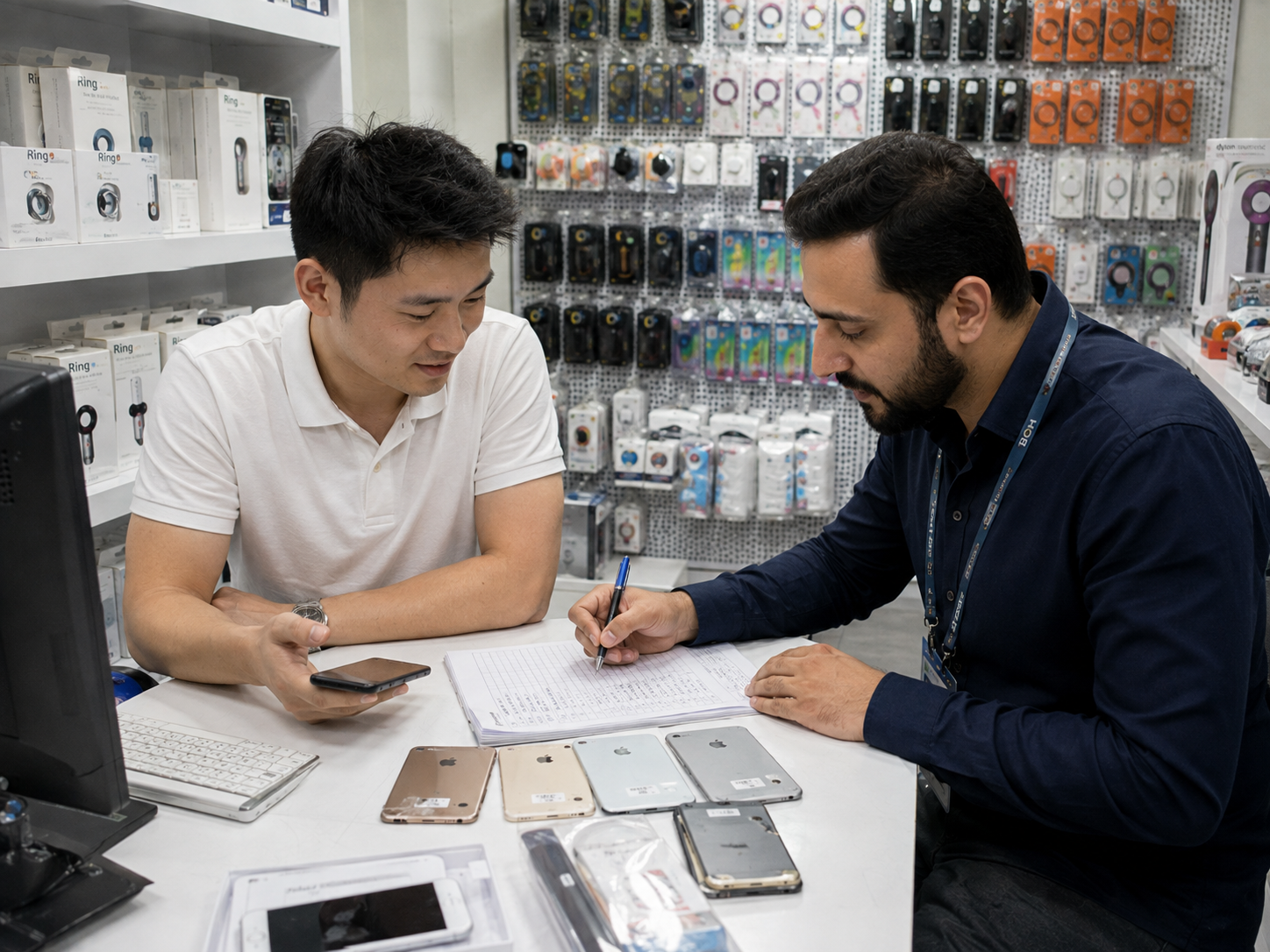 B2B smartphone buyer sending an iPhone 18 Series wholesale quotation request to HQB
